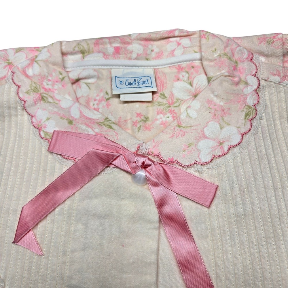 Vintage Carol Brent‎ Nightgown Womens 36 Pink Floral Button Front Made USA 80s